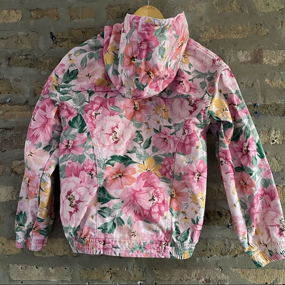 URBAN OUTFITTERS ~ Pink Floral Denim Hoodie Jacket - Picture 6 of 8